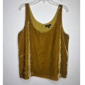 J Crew dressy yellow mustard gold velvet tank top blouse shirt - 8